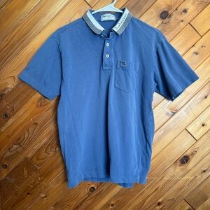 Vintage Burberry Men's Blue Polo Shirt Size Medium